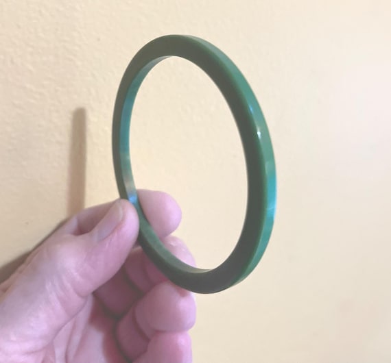 Thin Green Bakelite Bangle - image 1