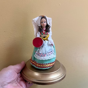 Simo Folk Doll Music Box - Plays &quot;Unchained Melody&quot; - Vintage Doll Musical Figurine