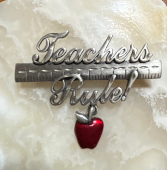 JJ Jonette Teachers Rule Pin - JJ Pewter Teacher B