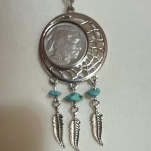 Indian Head Nickel Silver Tone Pendant - 1935 Buffalo Nickel Necklace