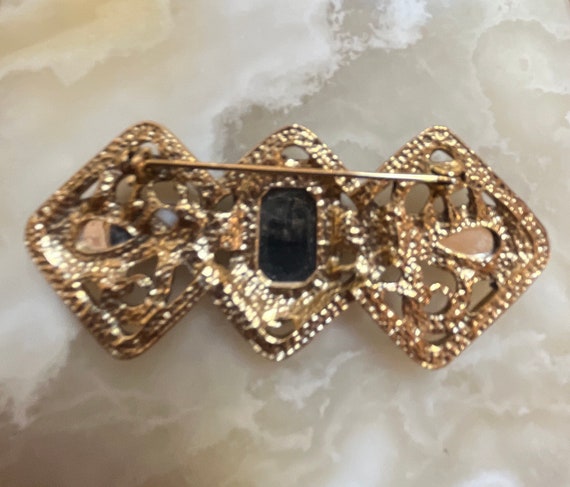 Large Victorian Style Bar Brooch - Blue Stone wit… - image 3