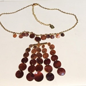 Yousi Brown Shell Disc Pendant Necklace