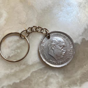 Vintage Silver Franco Caudillo Keychain dated 1957 - Spain