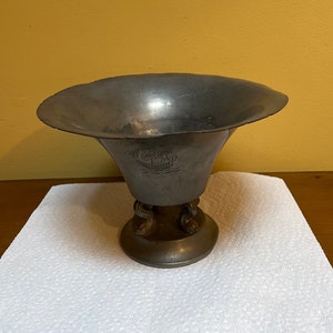 Svenskt Tinn Art Deco Pewter Compote - Svenskt Tinn Pewter Pedestal Bowl - Vintage Swedish Pewter Fruit Bowl