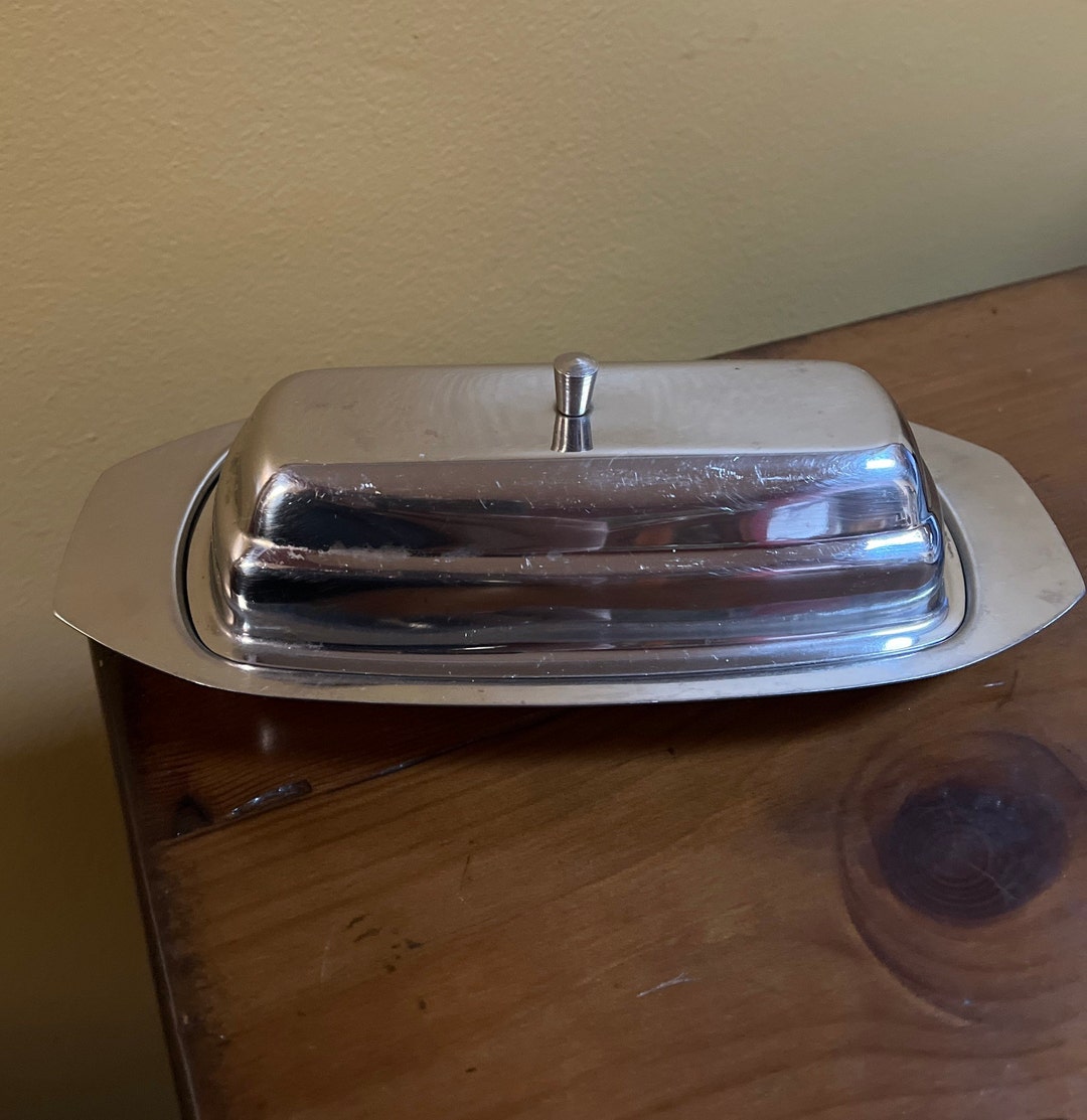 Vintage Stainless Steel Butter Dish Japan Etsy