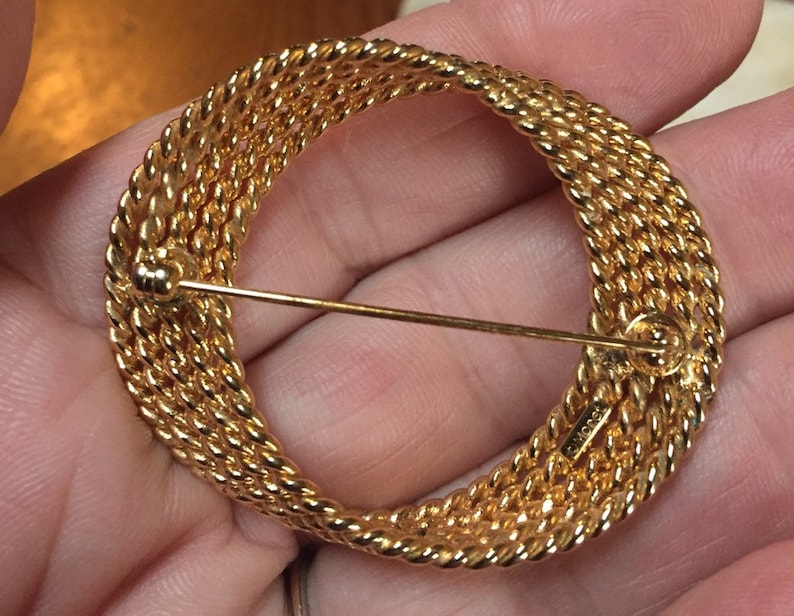 Monet Gold Tone Circular Braided Brooch