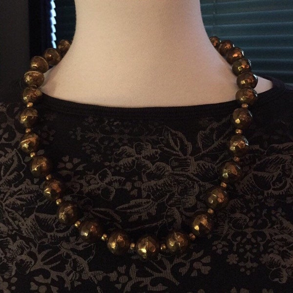Brass Bead Necklace Etsy