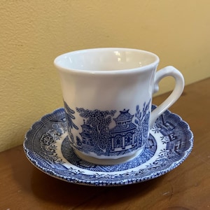 Wessex Collection Blue Willow Cup and Saucer - Churchill Blue Willow - England