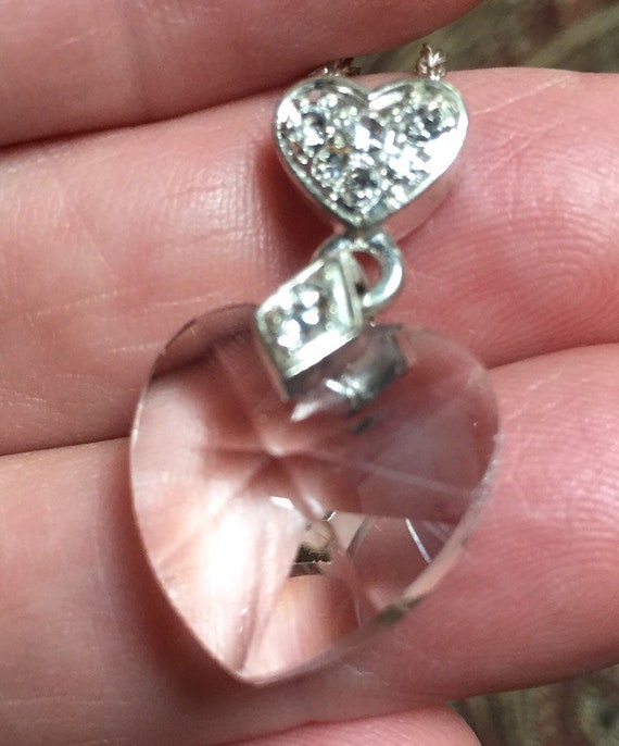 ◆VINTAGE HOLLYWOOD◆ Gemstone Heart Necklace VH2435NE006M Vintage 1990s Large Handcrafted Heart-shaped Silvercolor