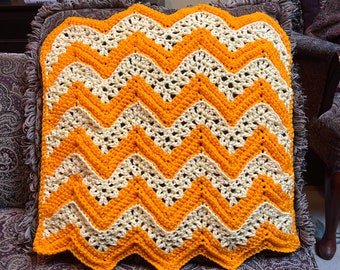 Colorful Zigzag Doll Blanket - Shades of Orange and Yellow - 16 Inches