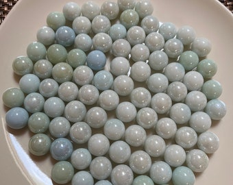 90 Vintage White Marbles with Tints of Blue and Green