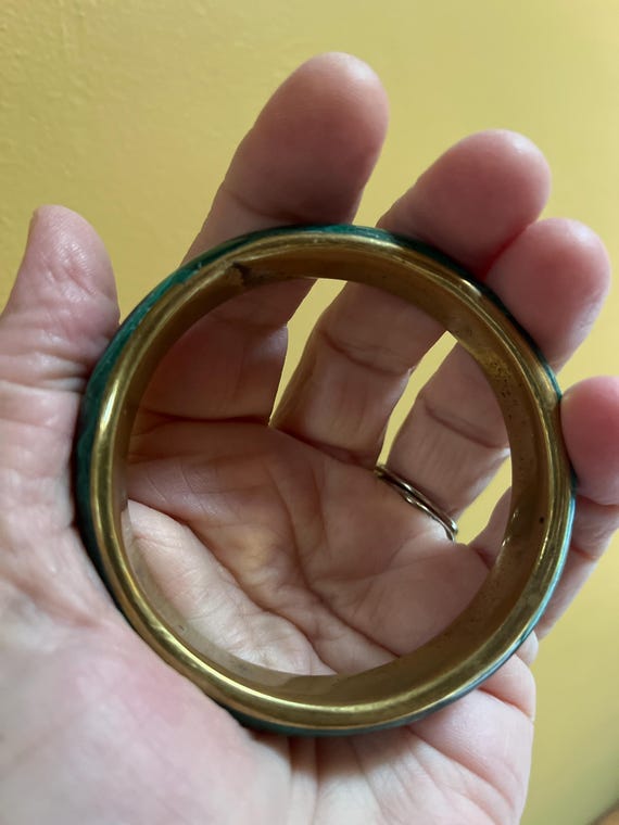 Malachite and Brass Bangle - image 3