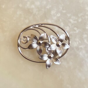 C.R. Co. 12K Gold Filled Floral Brooch - Charles Reis White Gold Filled Floral Pin