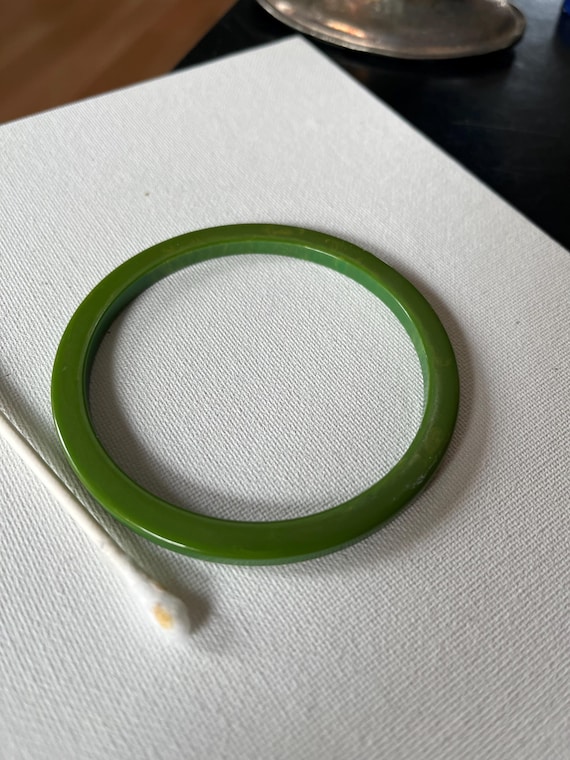 Thin Green Bakelite Bangle - image 4