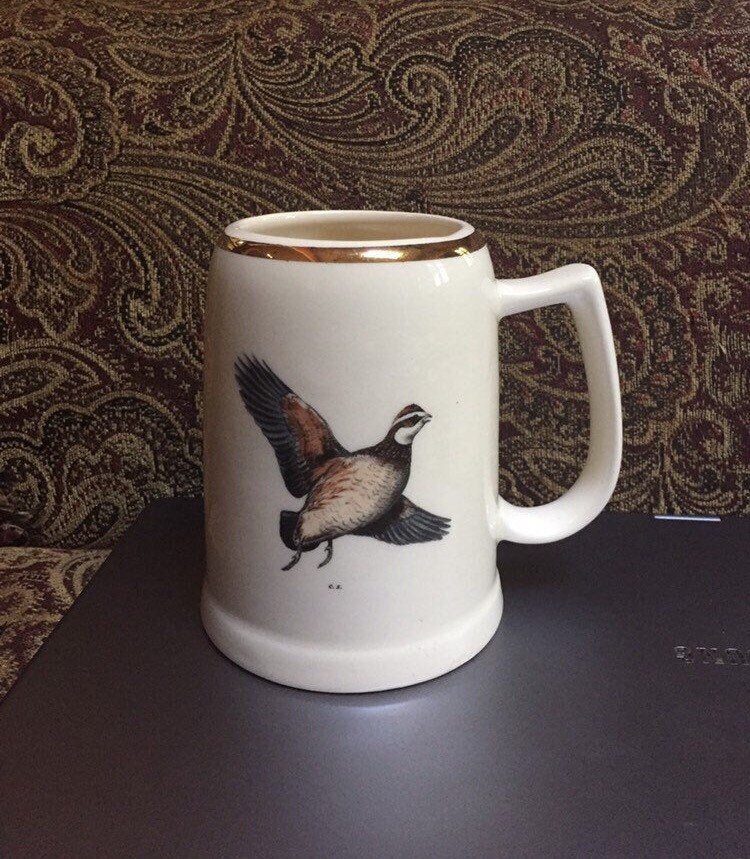 Delano Studios Hand Colored Quail Mug From a Dennis Puleston Etsy