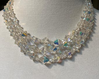 Vintage dreireihig abgestufte Kristall Choker