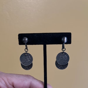 Vintage Coin Dangle Earrings - Coin Screw Back Earrings