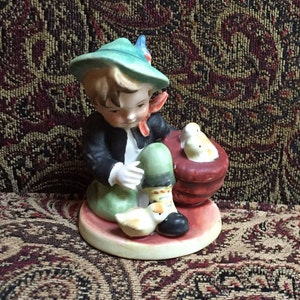 Vintage Farm Boy with Baby Chicks Figurine image 1