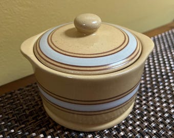 Over and Back Yellow Ware Ceramic Sugar Bowl