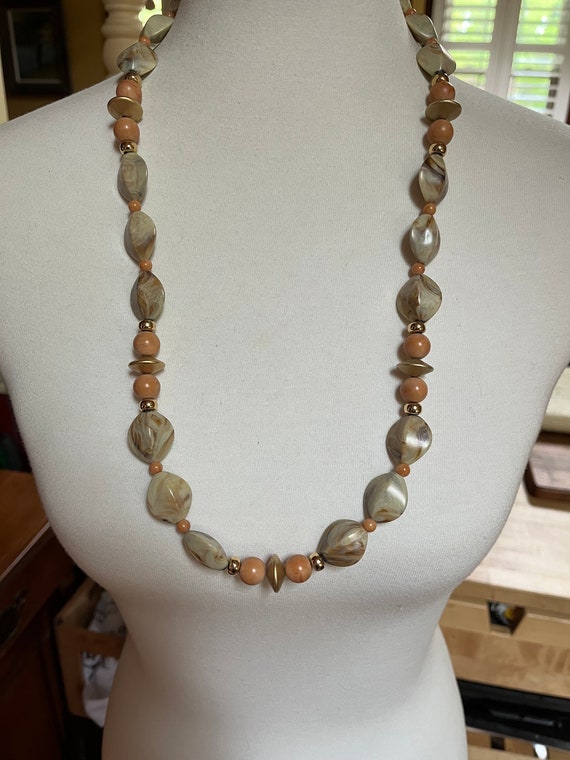 Napier Beige and Gold Tone Beaded Necklace