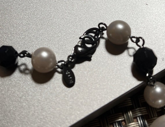 RMN Black Bead and Faux Pearl Necklace - image 3