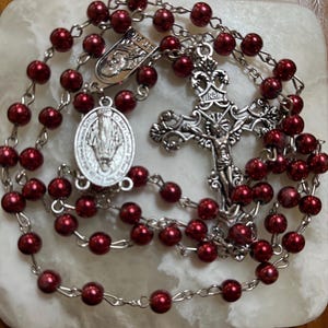 Faux Copper and Silver Tone St. Pio Rosary Beads