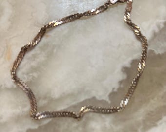 Vintage 925 Sterling Silver Bracelet Italy Silver Twist Chain