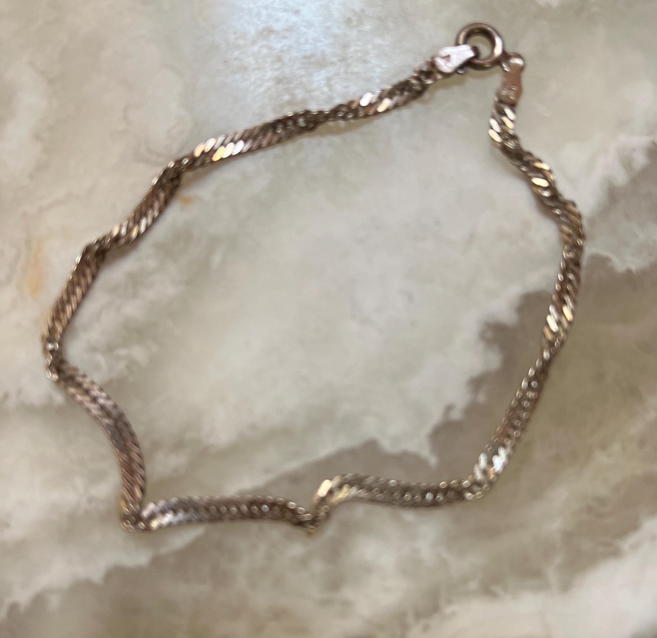 925 Sterling Silver Vintage Italy Cable Link Bracelet 7.25