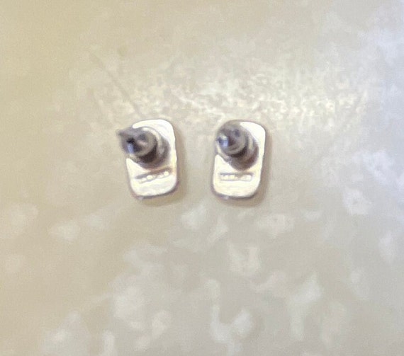 Monet Small Rectangular Pink Stud Earrings - image 4