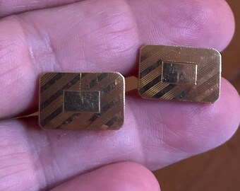 Krementz Gold Tone Cuff Links - Vintage Rectangular Cuff Links