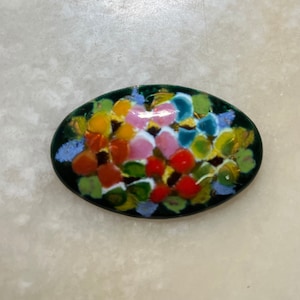 Hand Painted Enamel Floral Brooch