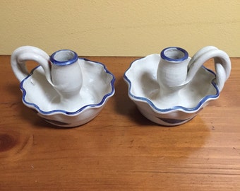 Williamsburg Pottery Candlesticks 1994