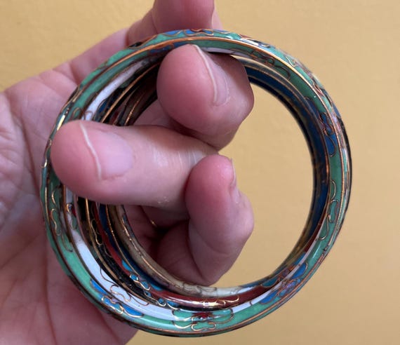Set of 7 Cloisonné  Bangles - Assorted Colors - image 2