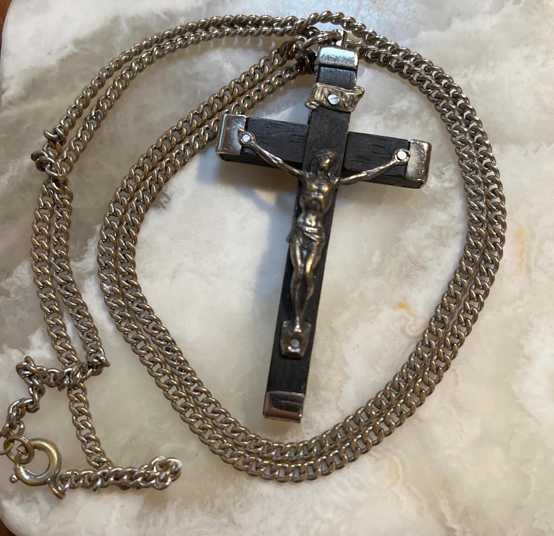 Italian Cross Necklace Men's Crucifix Necklace
