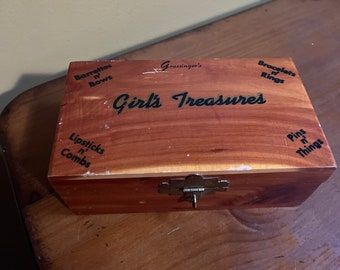 Vintage Cedar Trinket Box - Girl’s Treasures Box