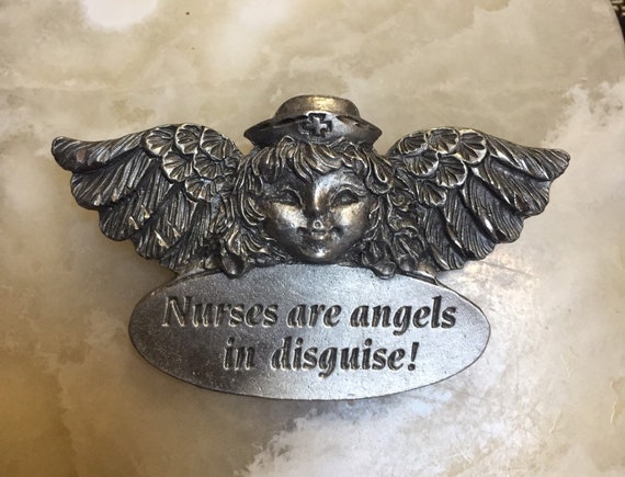Spoontiques Pewter Nurse Pin - Nurses are Angels … - image 1