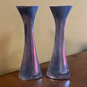 Pair of Nambe Candlesticks - Marked 595