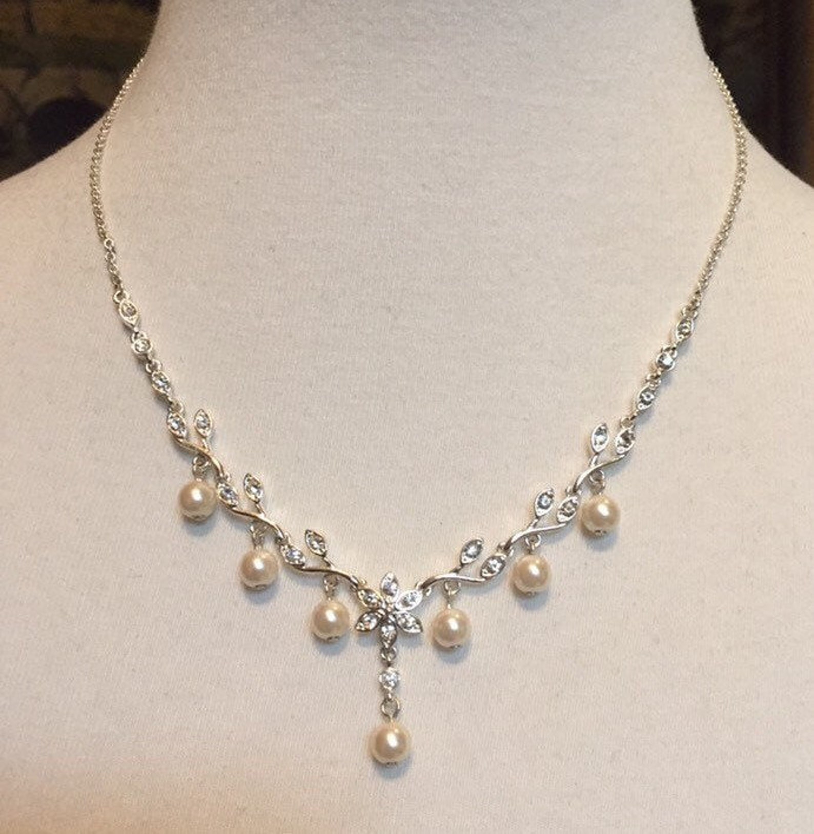 Premier Designs Silver Tone Necklace with Rhinestones and Faux | Etsy