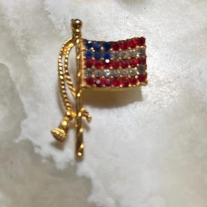Rhinestone American Flag Pin - Rhinestone United States Flag Brooch
