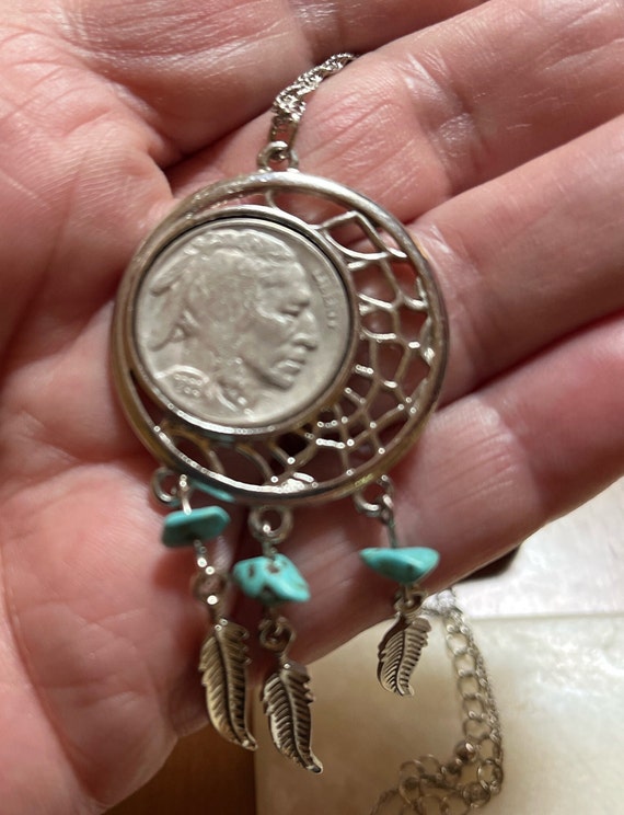 Collana Con Ciondolo In Argento Nichelato Da 5 Centesimi Con