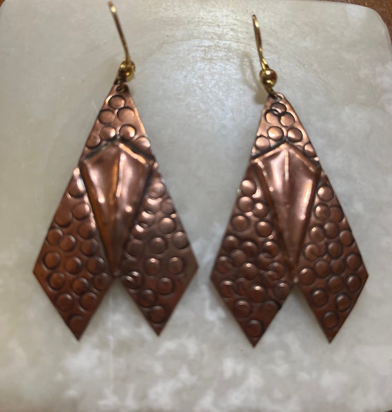 Hand Hammered Copper Dangle Earrings