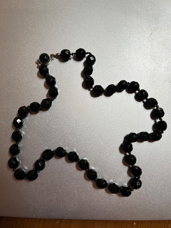 Vintage Black Crystal 16 Inch Choker Necklace - A… - image 1