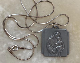 St. Anthony Pewter Pendant Necklace