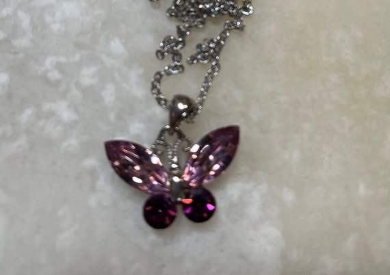 Swarovski Purple Crystal Butterfly Pendant - image 1