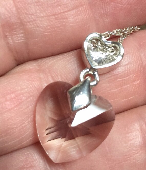 Vintage Silver Tone Crystal Heart Pendant Necklace - Etsy