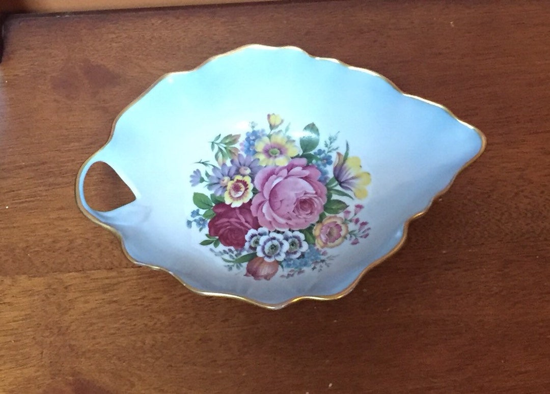 Limoges Leaf Shaped Floral Porcelain Bowl French Limoges Etsy
