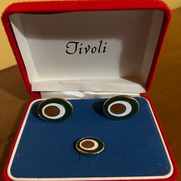 Tivoli OVal Cuff Links and Matching Tie Tack in Original Box