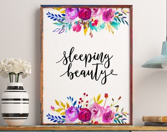 Nursery print, Sleeping beauty, Nursery wall art, girl printable, Baby girl nursery decor, Digital print, Printable art, Instant download