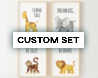 Set of 4, custom set, Nursery wall art, Safari nursery prints, Animal prints nursery, Modern Nursery prints, Safari nursery decor