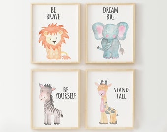 Gender Neutral Nursery Decor Kids Room Decor Kids Wall Art Animal Nursery Art Baby Animal Nursery Art Cute Nursery Decor Nursery Animal Art